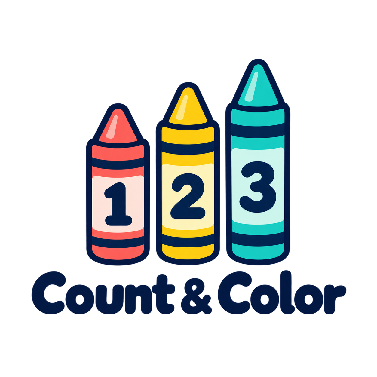 Count & Color logo with three colorful crayons numbered 1, 2, and 3.